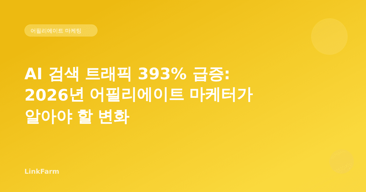AI 검색 트래픽 393% 급증: 2026년 어필리에이트 마케터가 알아야 할 변화