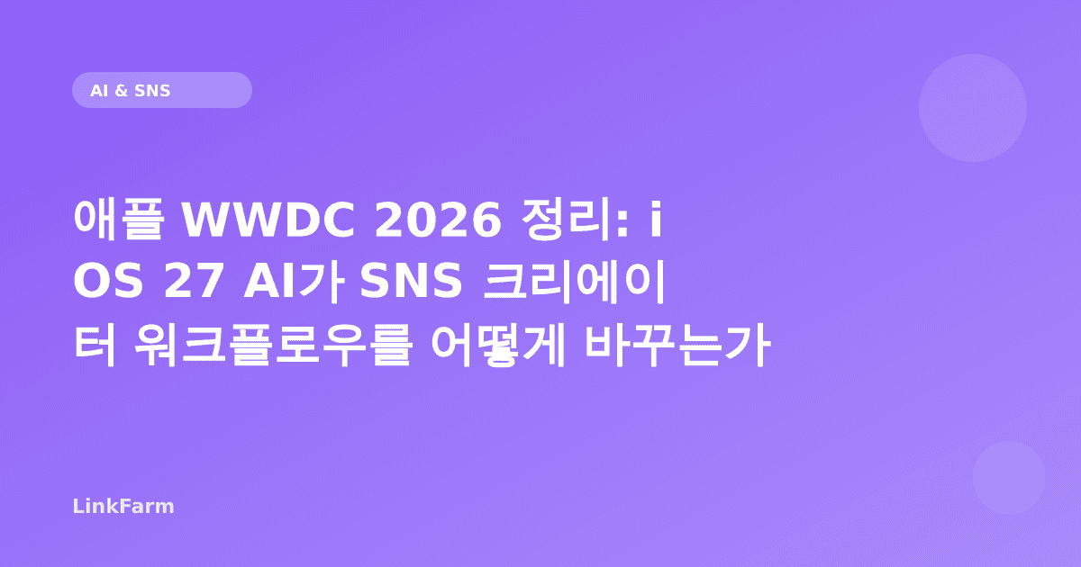 애플 WWDC 2026 정리: iOS 27 AI가 SNS 크리에이터 워크플로우를 어떻게 바꾸는가