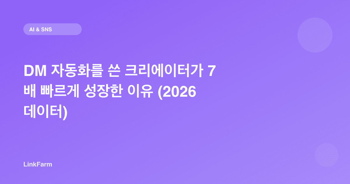 DM 자동화를 쓴 크리에이터가 7배 빠르게 성장한 이유 (2026 데이터)