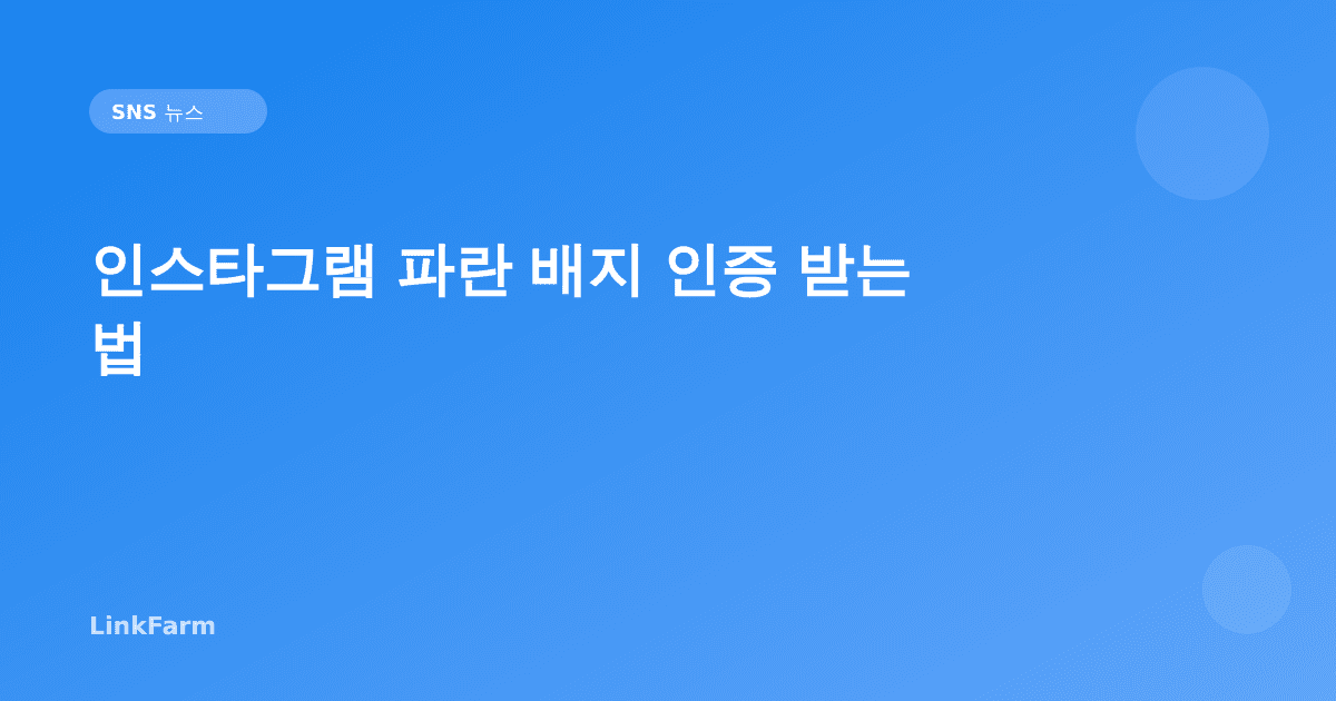 인스타그램 파란 배지 인증 받는 법 2026: 2가지 경로 완전 정리