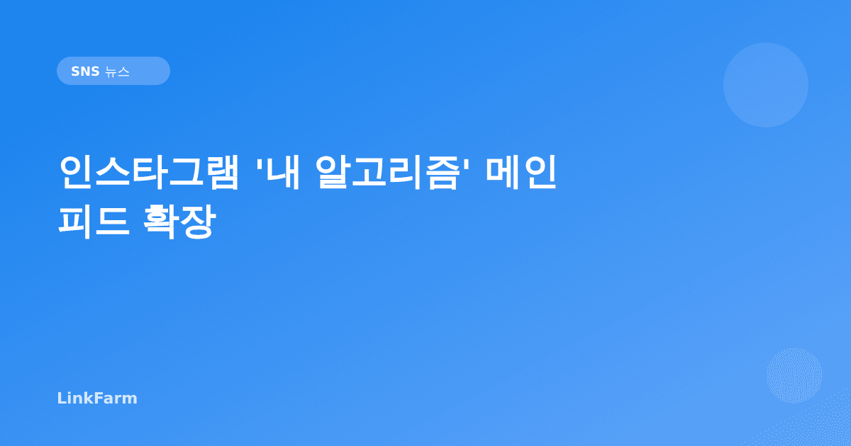 인스타그램 '내 알고리즘' 메인 피드 확장: 크리에이터가 지금 바꿔야 할 것