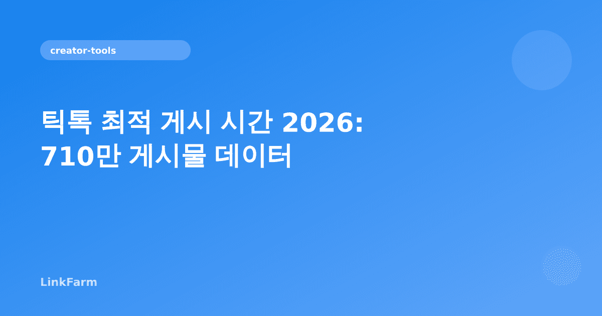 틱톡 최적 게시 시간 2026: 710만 게시물 데이터가 밝힌 황금 타이밍